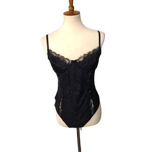 Iris lingerie black lace teddy with underwire bra cups